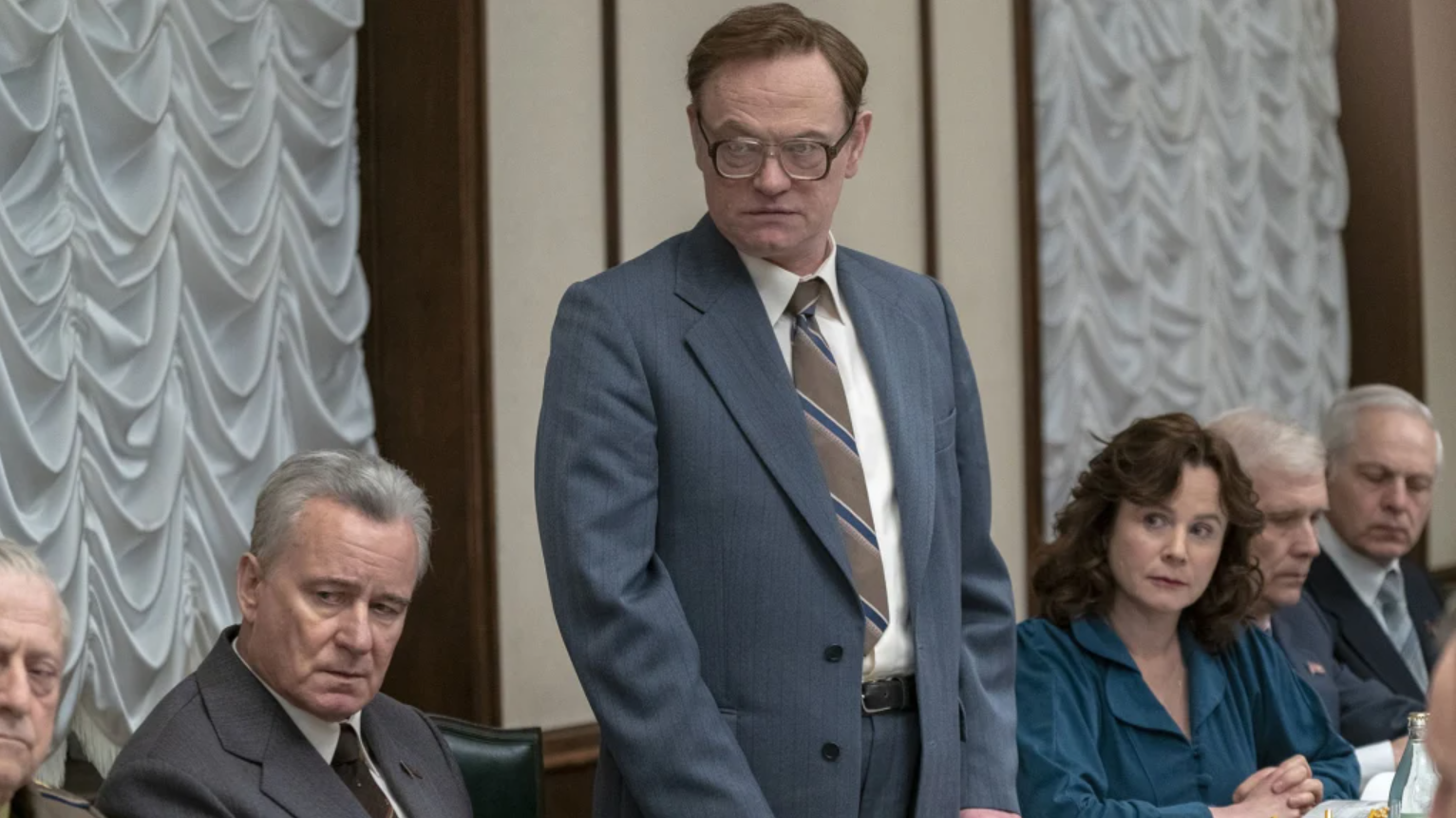 Jared Harris, Stellan Skarsgård, and Emily Watson in Chernobyl