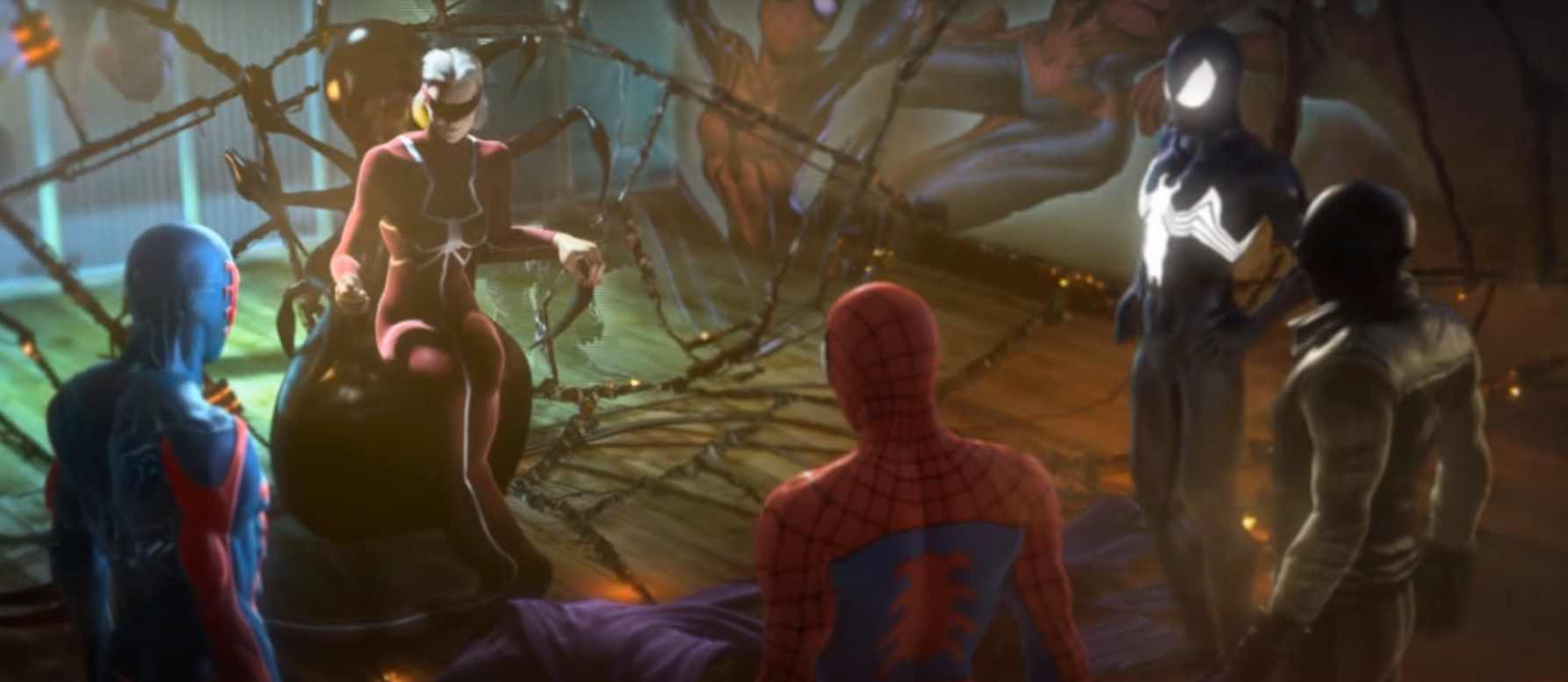 The Four Spideys Consult with Madame Web