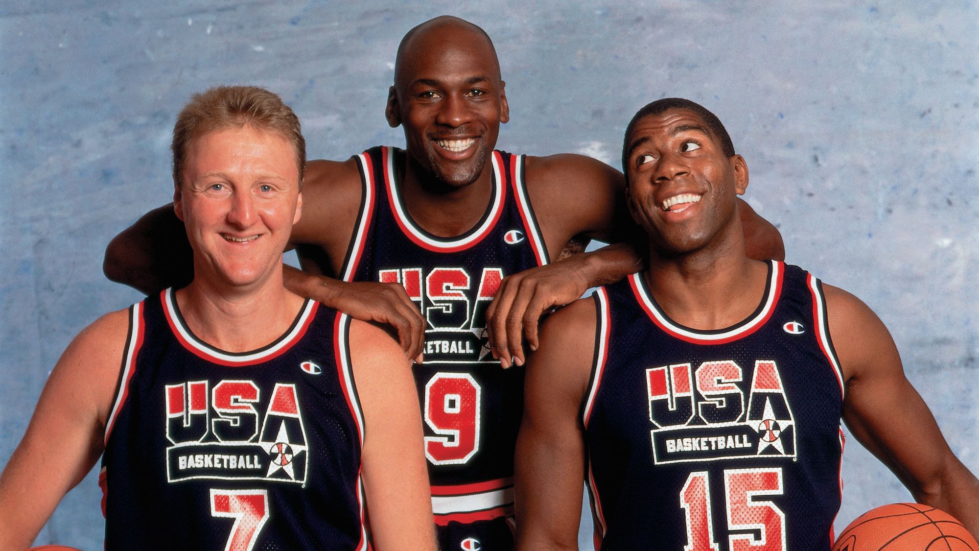 Michael Jordan with Magic Johnson and Larry Bird